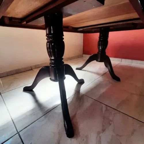 Mesa Retangular Jantar Extensível Cor Mogno 8 Lugares 76CMx2,06Mx1,14M (Pequenos Defeitos) - Foto 4