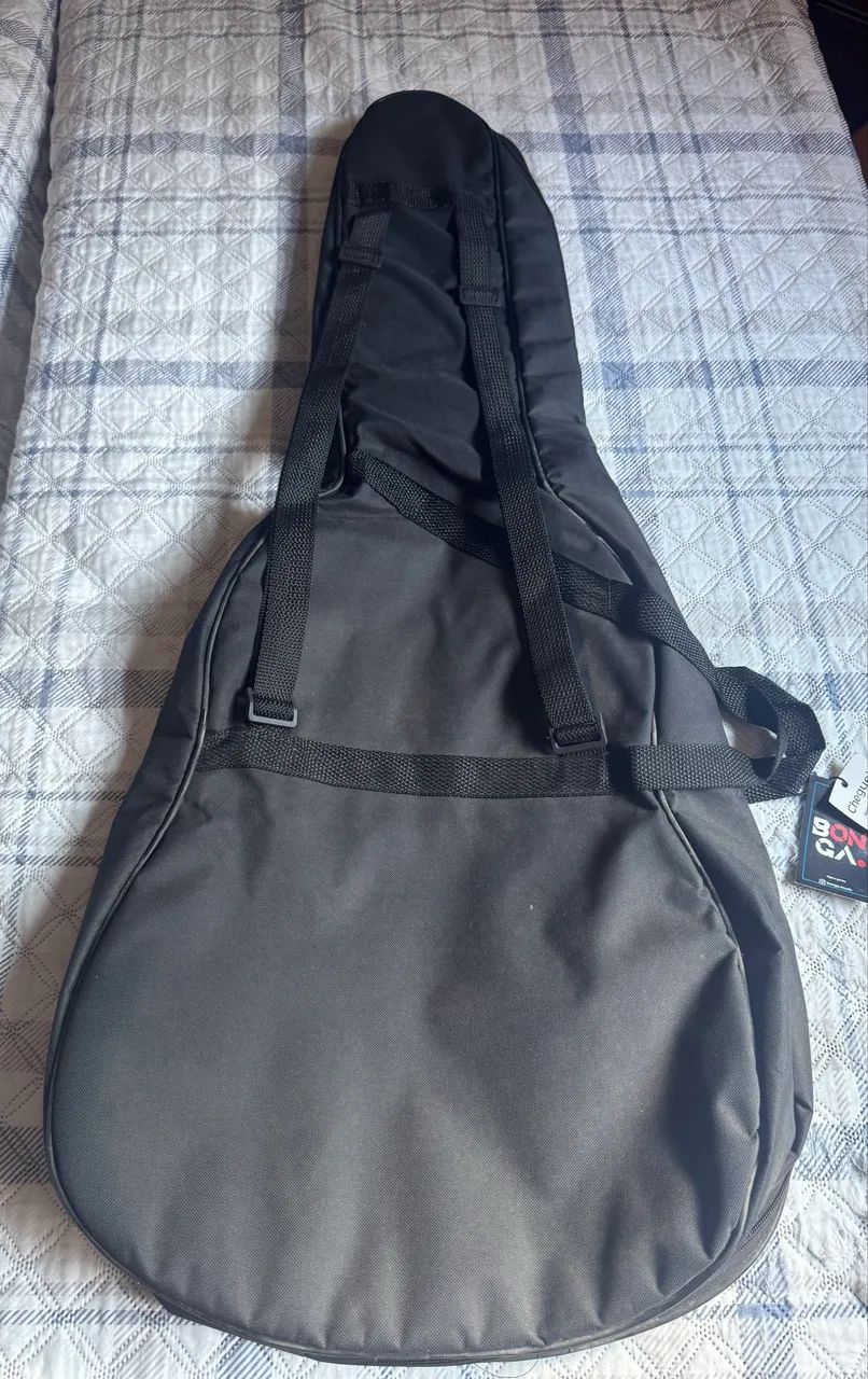 capa bag Bonga preta acolchoada e impermeável para violão  - Foto 5