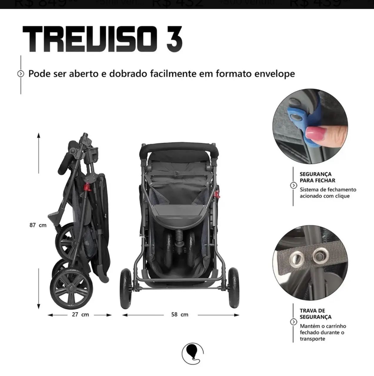 Carrinho de bebê ABC Design, modelo Treviso 3 - Foto 4