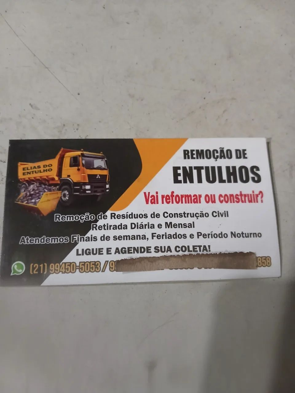 Remoção de entulhos e materiais de obras 
