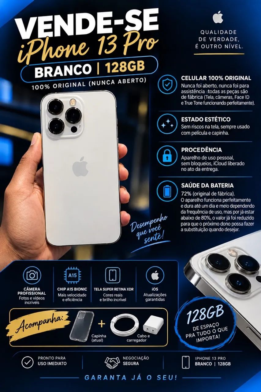 IPHONE 13 PRO BRANCO - Foto 5