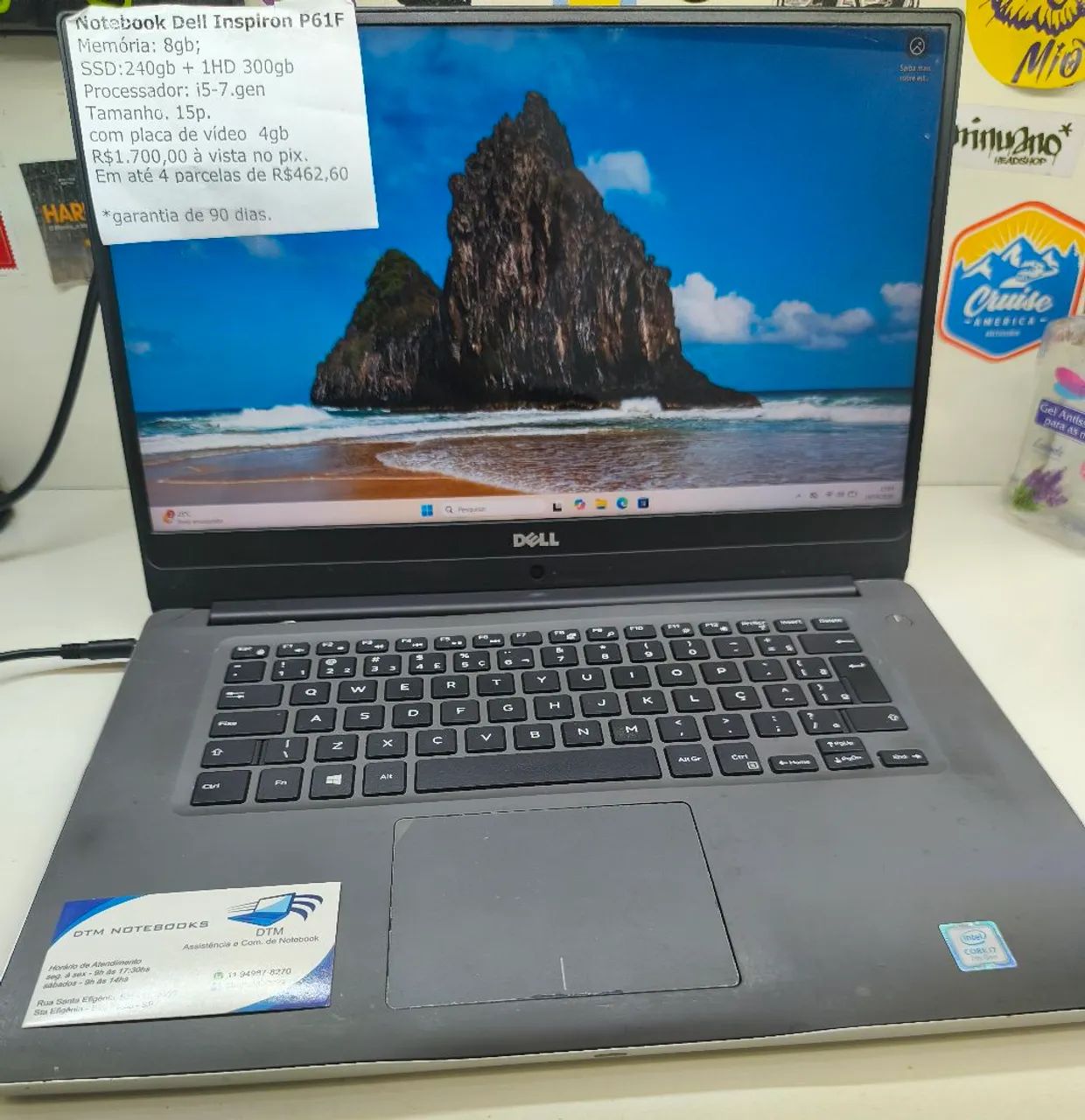 Notebook Dell Inspiron P61F i5-7gen C/ placa de vídeo 4gb