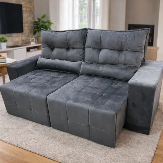 Sofá Cinema Lisboa 2,00m Cinza - Transforme sua Sala em um Refúgio