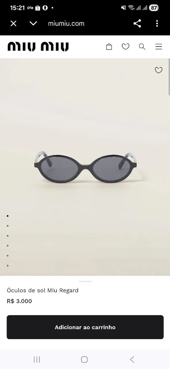 Oculos de sol Mio Mio original 