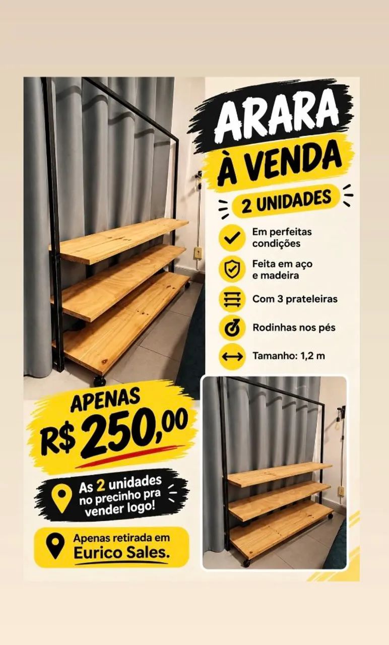 Vendo Arara de roupa para residência ou loja 2 unidades  - Foto 3