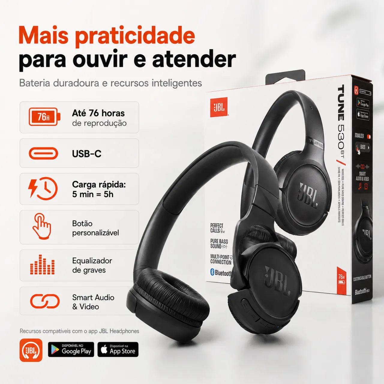 Fone JBL Bluetooth com som Pure Bass - Foto 2