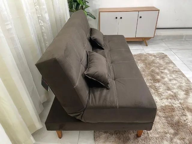 Sofá Cama Aurora Marrom - Veludo Premium - D28 - Foto 2