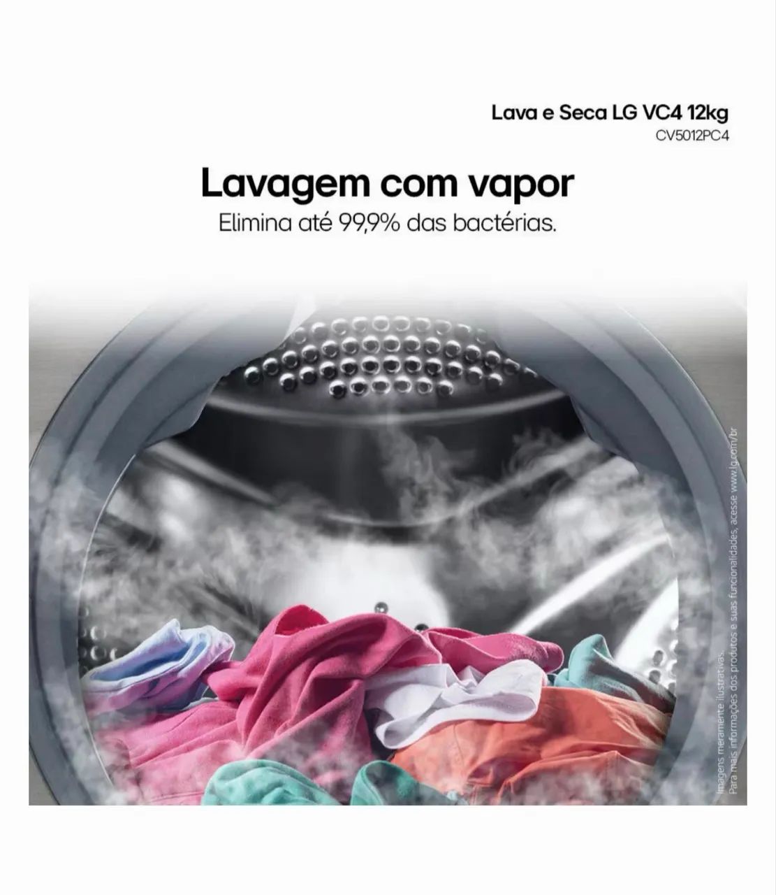 Lava e Seca LG 12Kg/7Kg Smart VC4 com Inteligência Artificial- Inox NOVÍSSIMA  - Foto 2