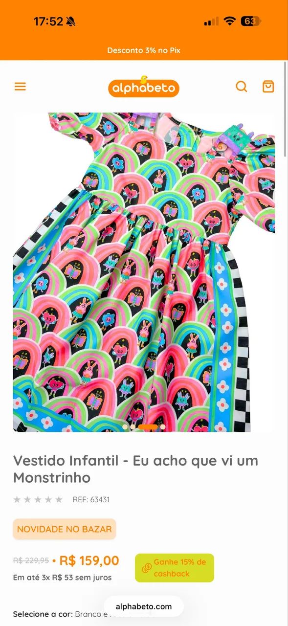 Vestido infantil da marca Alphabeto