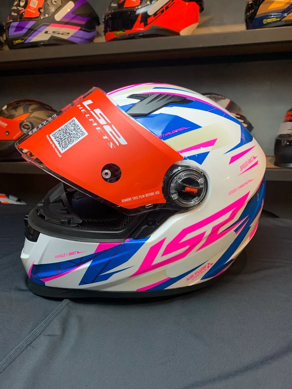 Capacete LS2 Draze Azul/Branco/Rosa - Foto 2