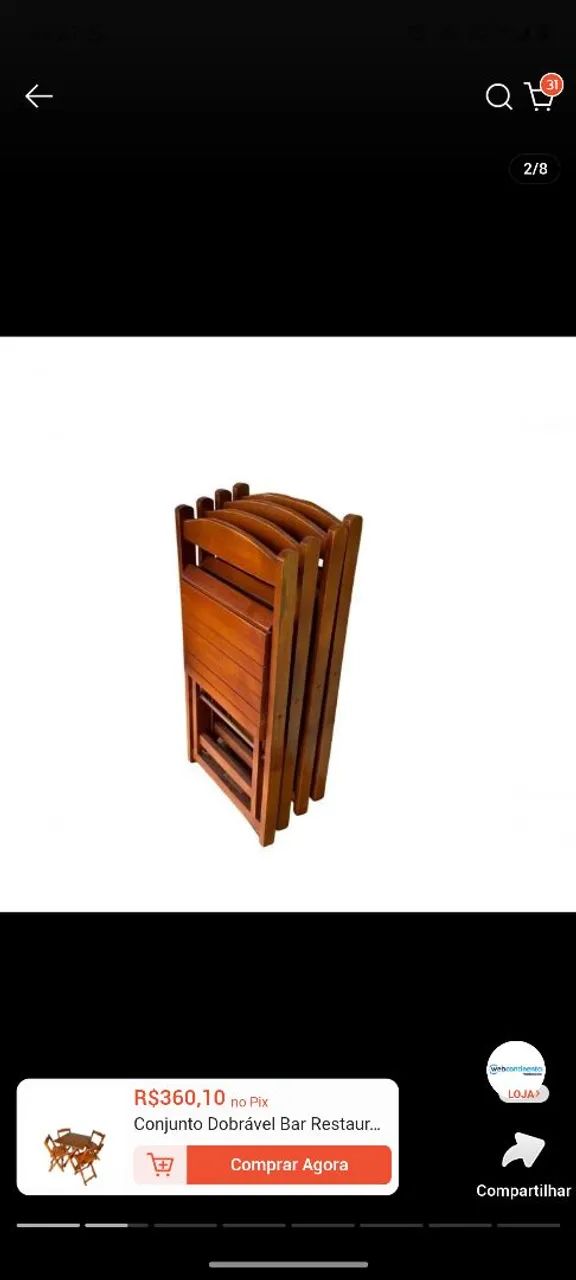 Conjunto de mesa com 4 cadeiras madeira - Foto 2
