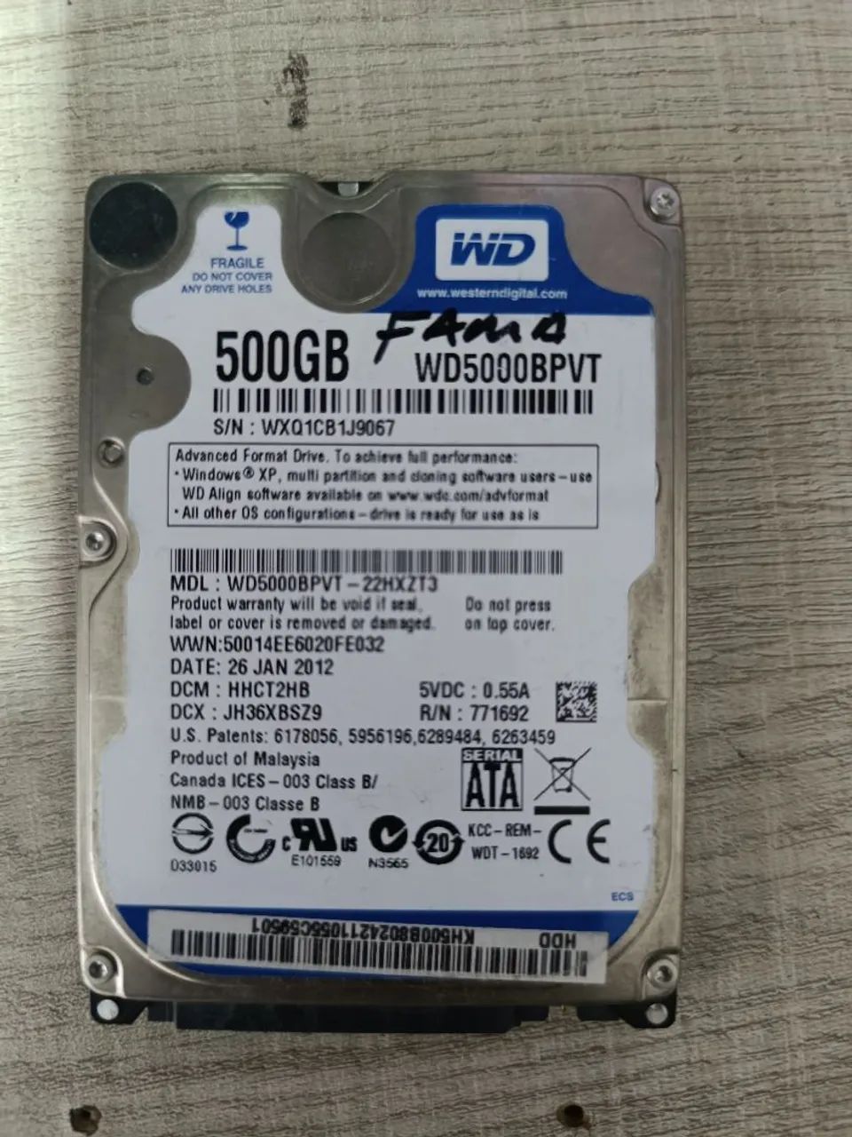 Hd notebook 500GB
