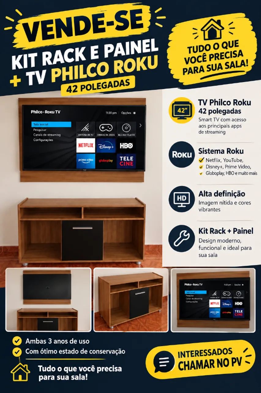Tv LED 42 polegadas PHILCO Roku FULL HD - Foto 2