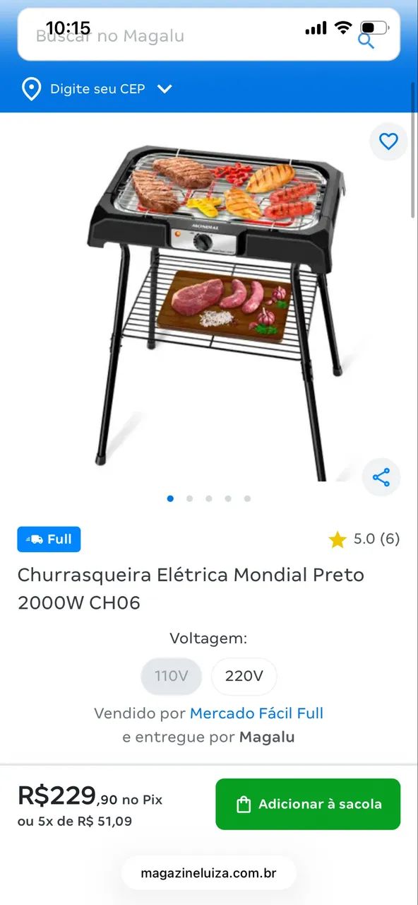 Churrasqueira Elétrica Mondial