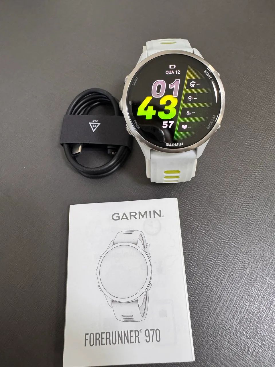 Relógio Garmin Forerunner 970 47mm Branco - Foto 2