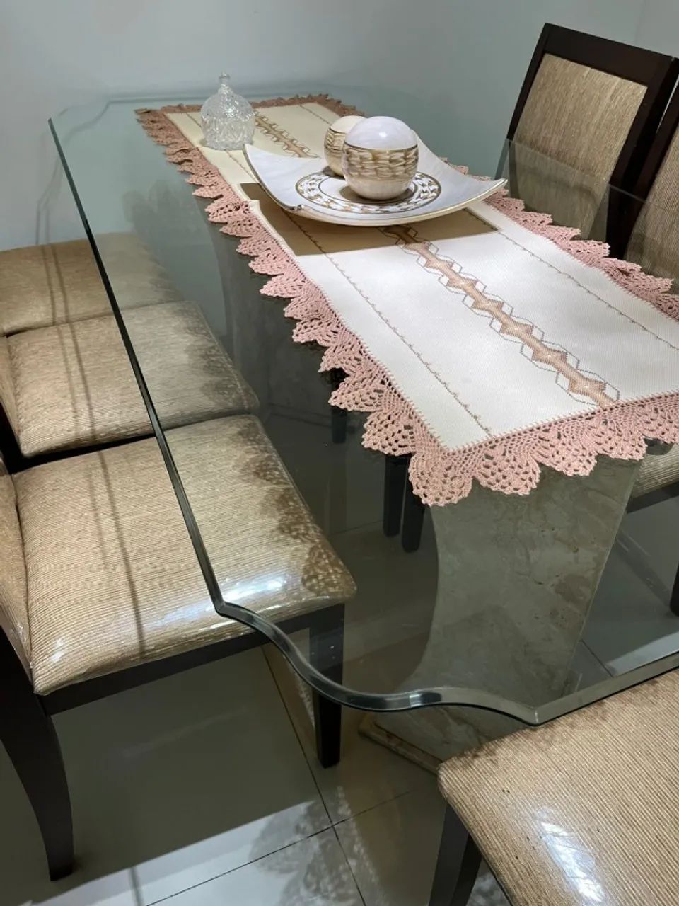 Mesa de jantar retangular 6 cadeiras 