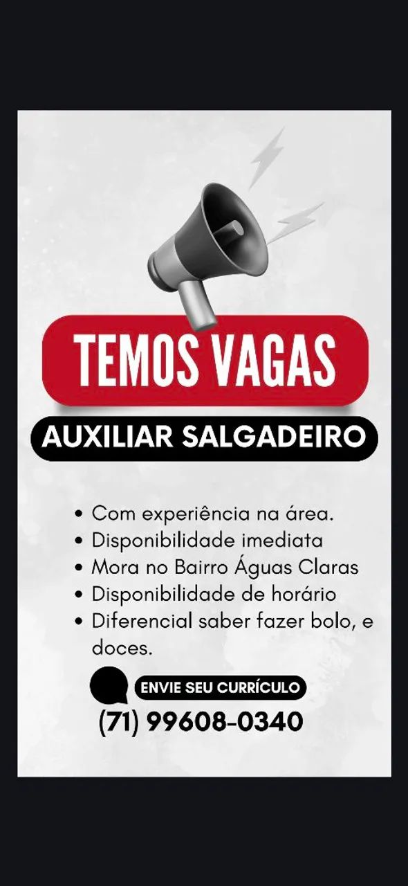 Vaga pra salgadeiro