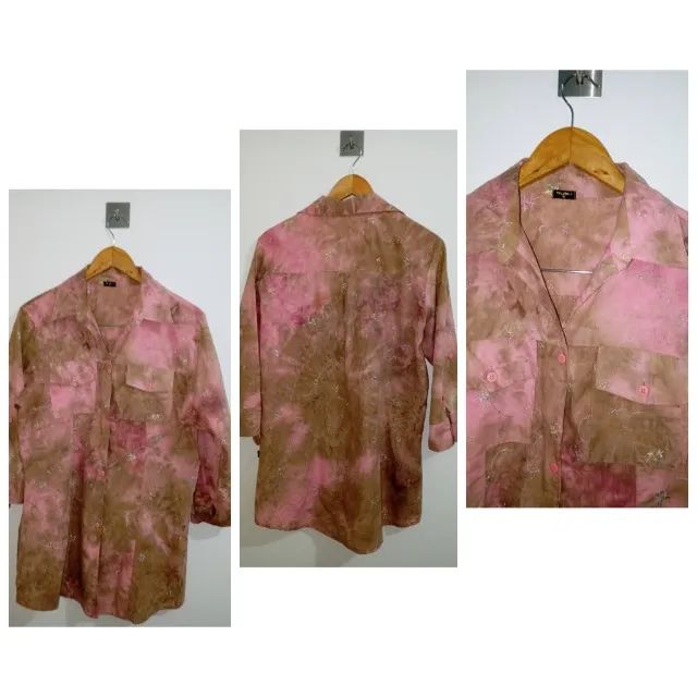 Chemise Feminina Roseada Manga Longa Telúria Tam. G - Foto 3