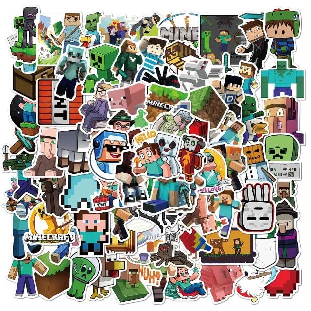 Kit 50 Adesivos de Minecraft - Pcs Peças Unidades Autocolantes  Ferramentas de Pixels65712453766018121