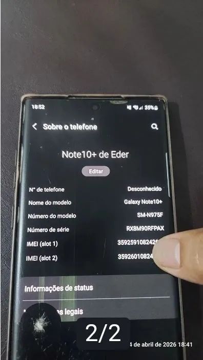 Samsung Note 10 plus com defeito - Foto 2
