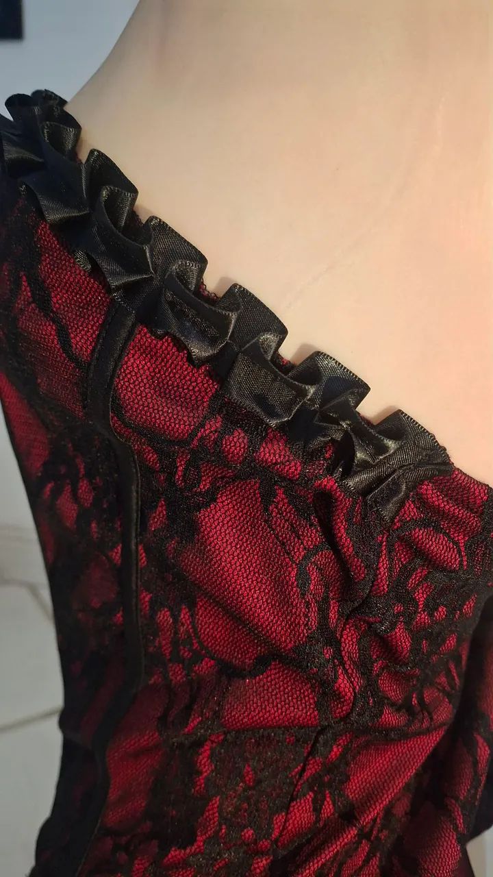 Corset vermelho com renda - Foto 3