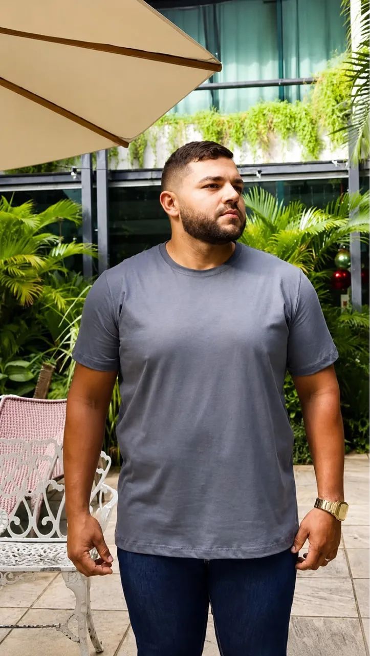 Camisa algodão plus size masculina 