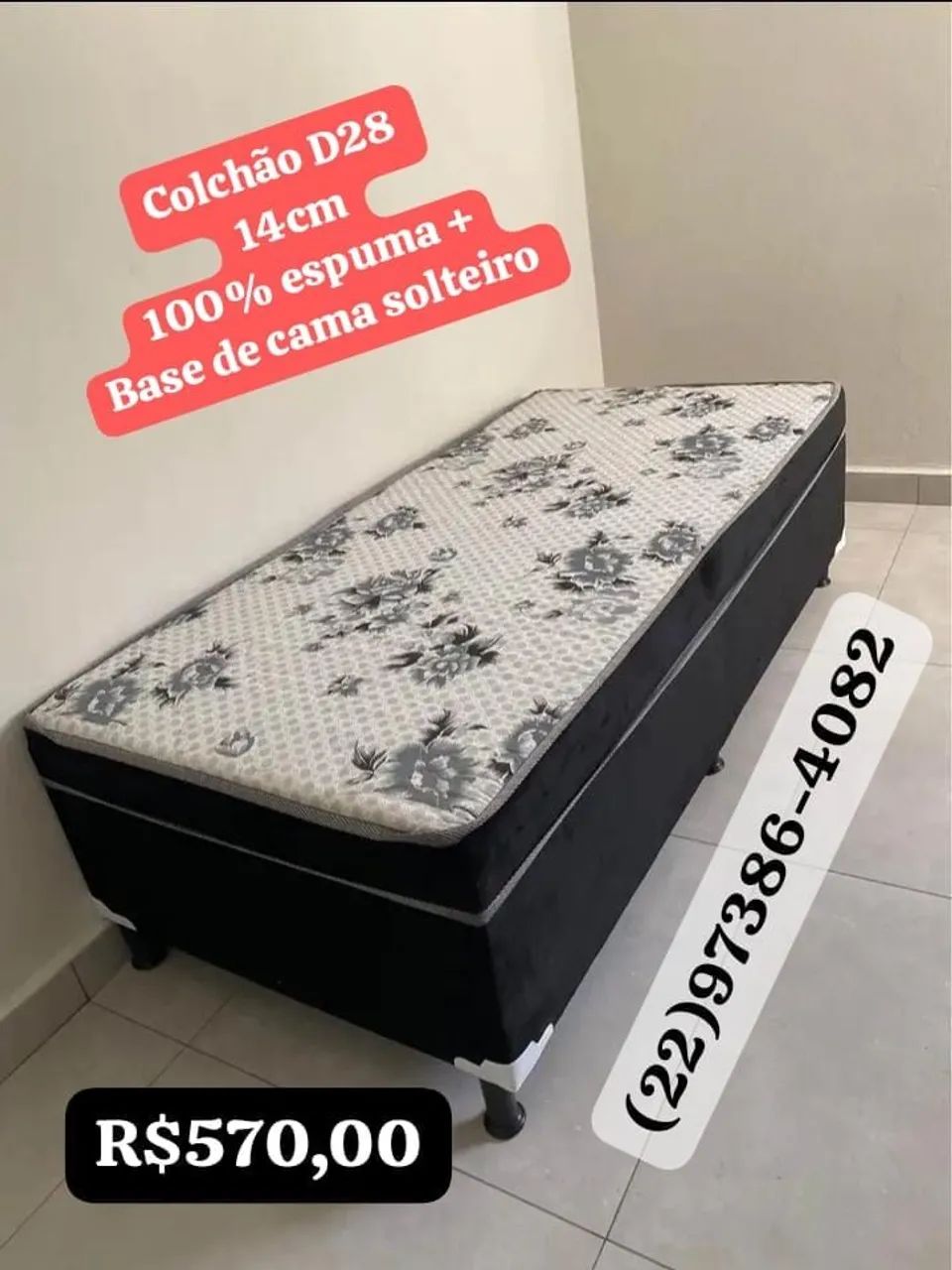 Base de cama solteiro + colchão solteiro  - Foto 2