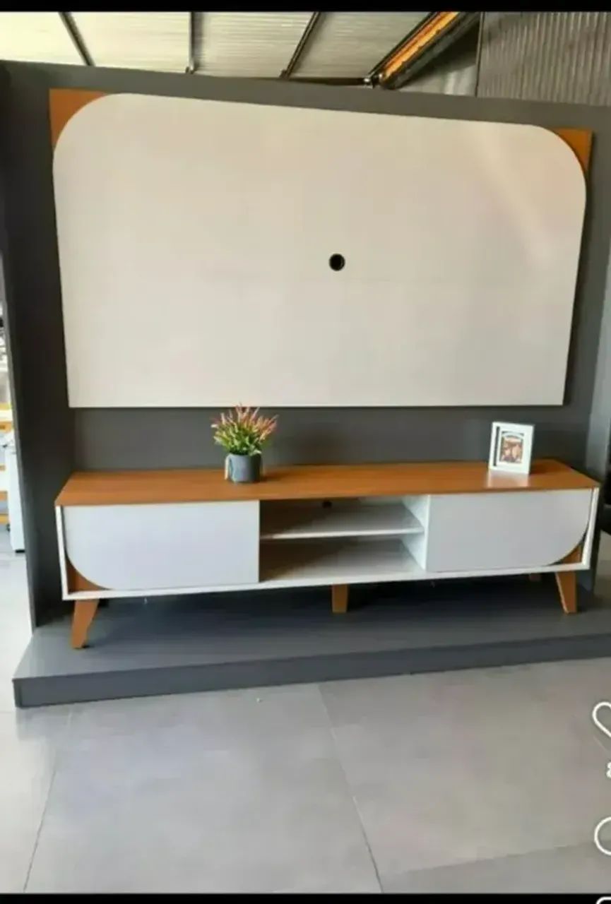 Rack com Painel Duna Cinamomo/Off White