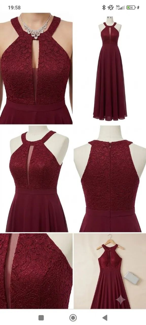 Vestido longo Marsala 