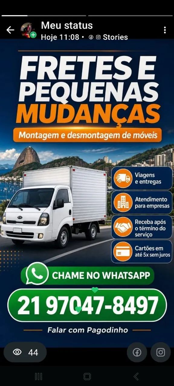 Faço   frete  e  mudanças   tenho   equipe  profissional com   montador   de  móveis 