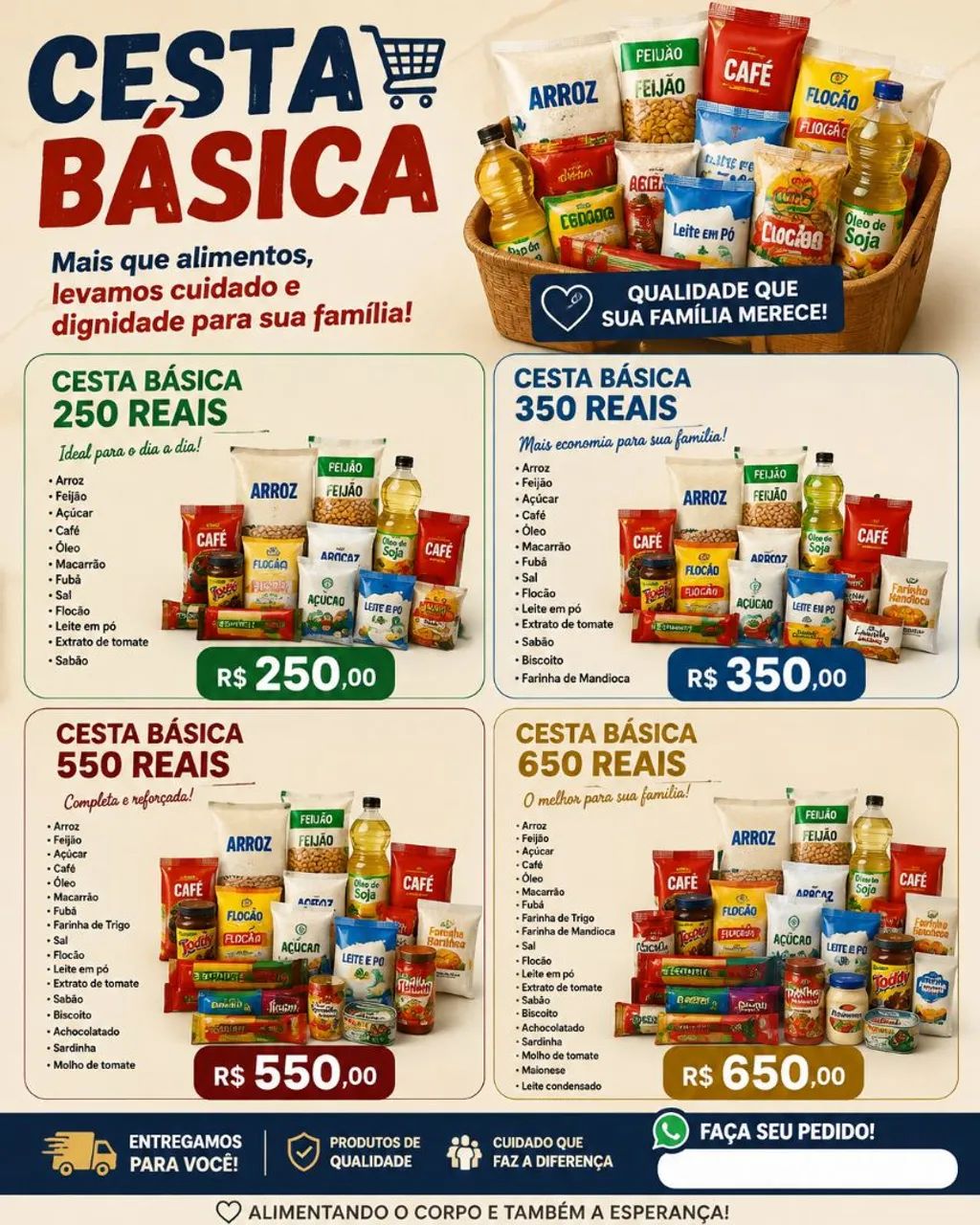 Adquira sua cesta básica sem sair de casa 