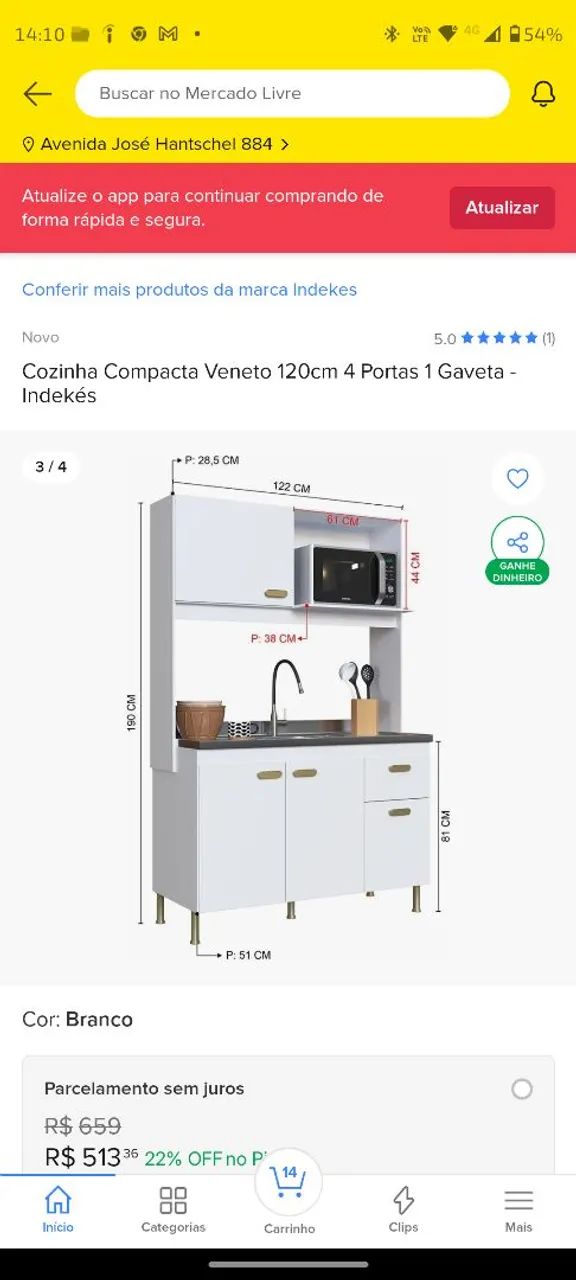 Cozinha compacta branca - Móveis Para Organização - Paranaguamirim
