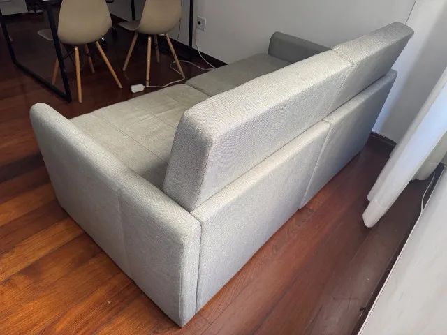 Sofá Cama Retrátil e Reclinável 1,80x1,0m em Linho Cinza - Foto 3