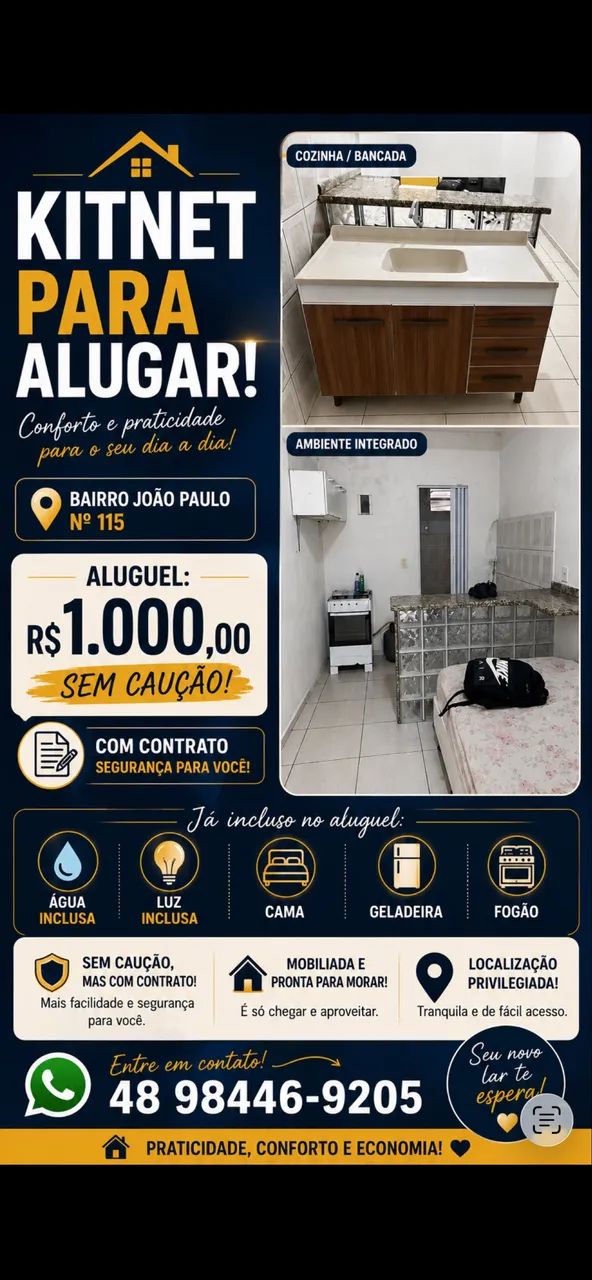 Aluguel kitnet bairro João Paulo 115