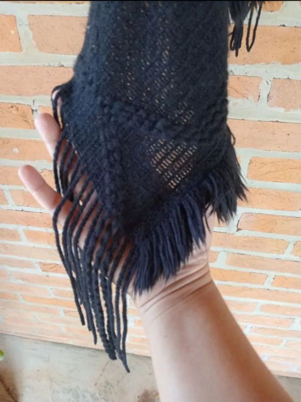 xalé poncho preto em algodão - Foto 3