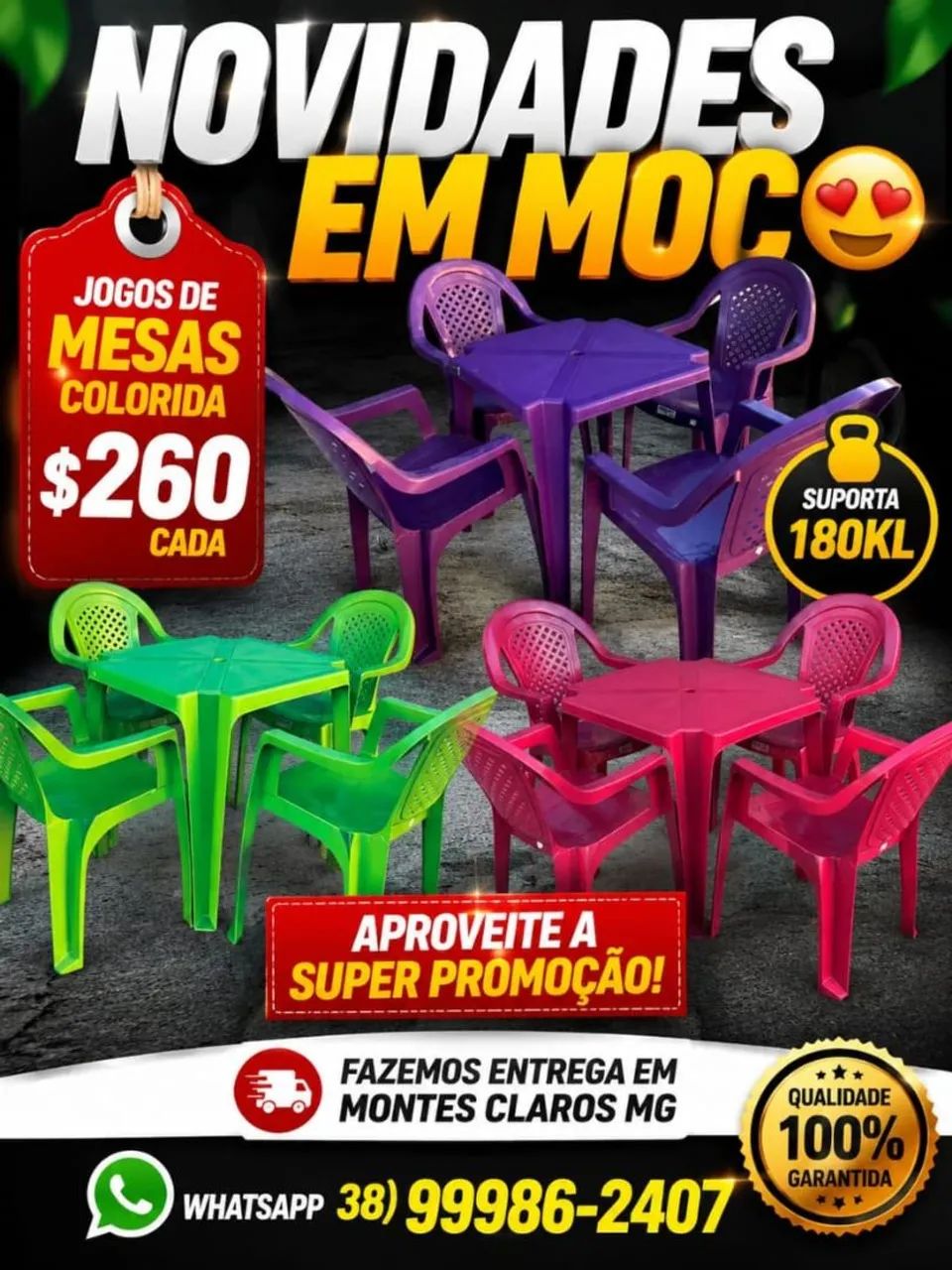 JOGOS DE MESAS POLTRONA NOVOS 