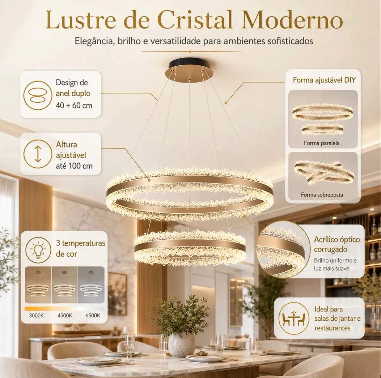 Lustre de Cristal Moderno