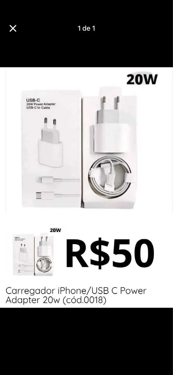 Carregador iphone 20w