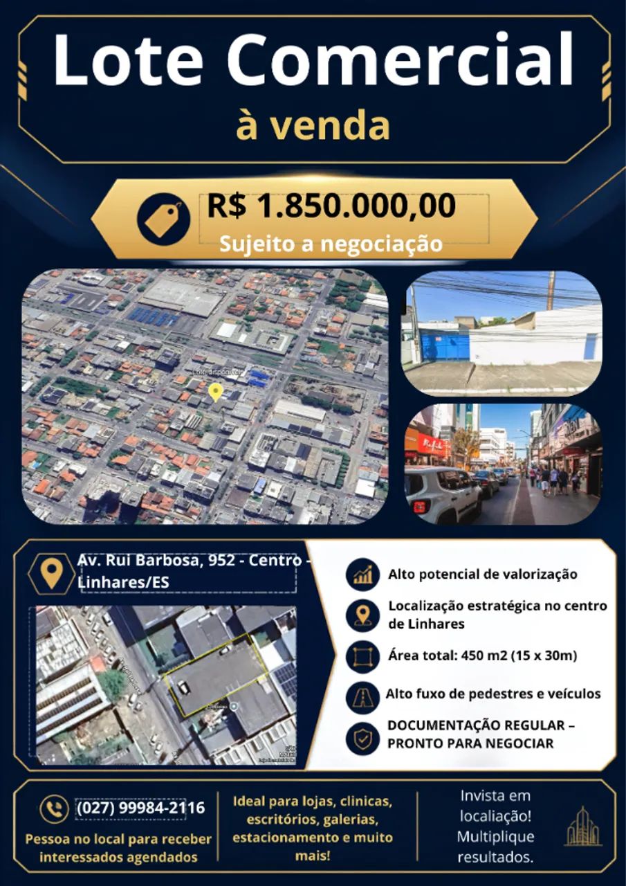 LOTE COMERCIAL 450M2 - CENTRO/LINHARES/ES