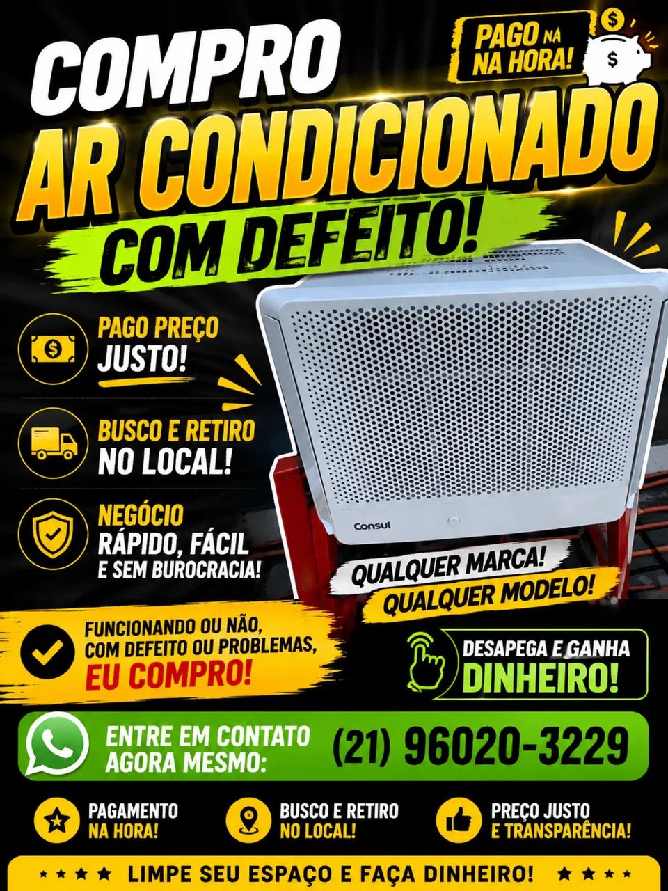 AR CONDICIONADO COM DEFEITO, QUEBRADO, QUEIMADO