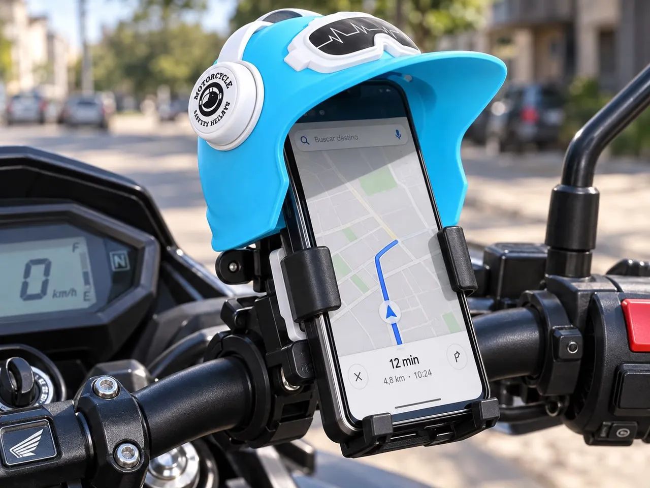 Suporte de Celular para Moto com Quebra-Sol Mini Capacete Oberon - Foto 4