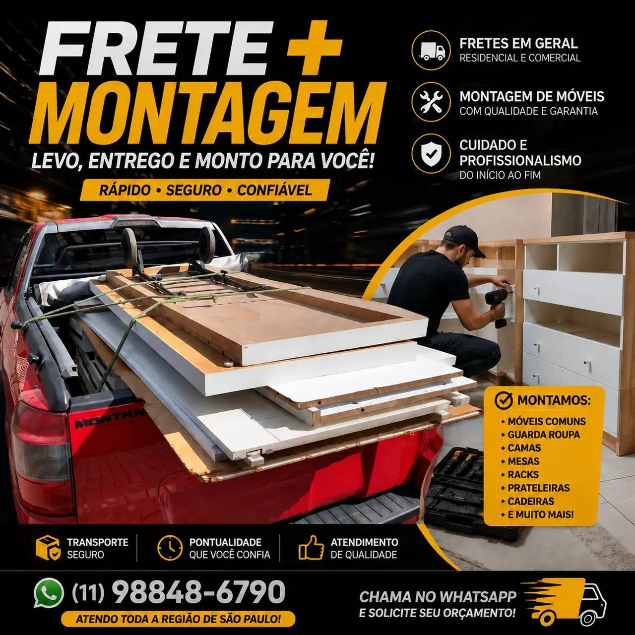 FRETE & MONTAGEM| CARRETO SP