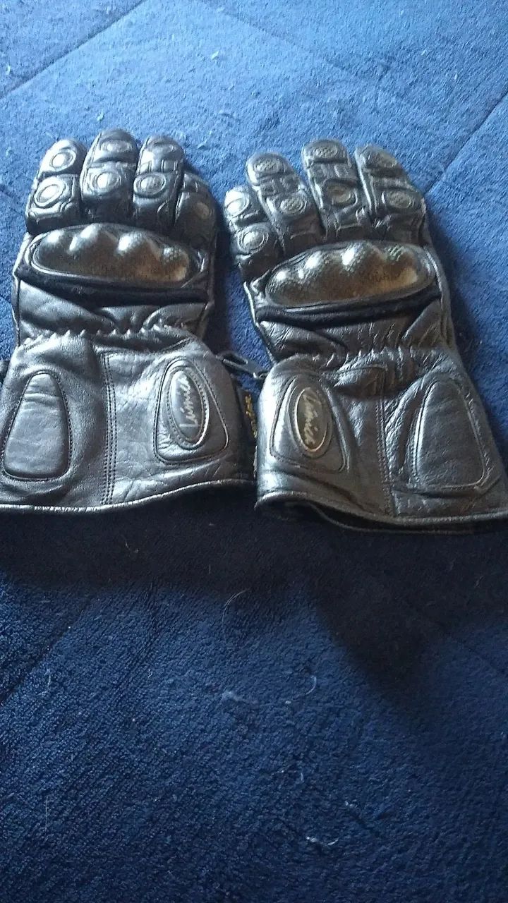 Luva couro motociclista p