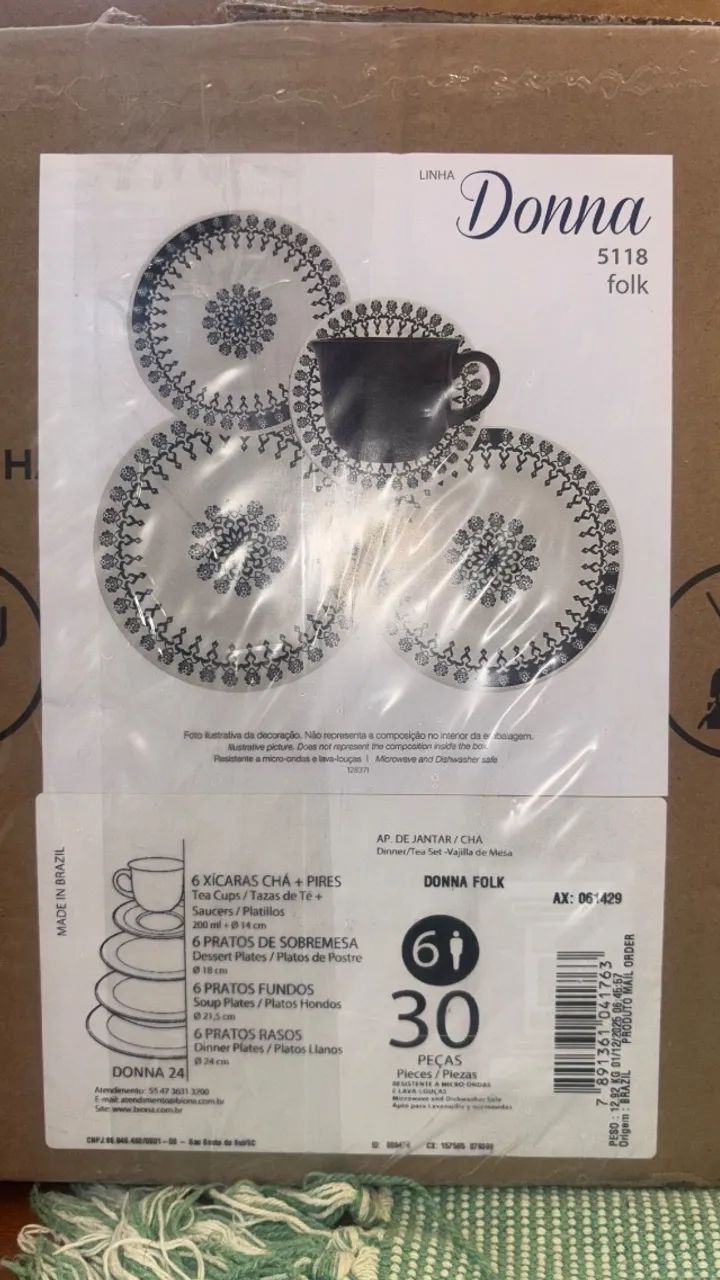 Jogo de jantar e chá Biona - Preto e marfim - Foto 2