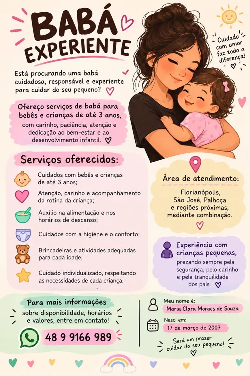 babá de crianças de até 3 anos