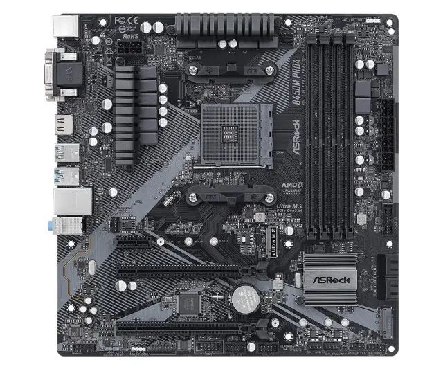 Placa-mãe OEM ASRock B450M Pro4 AMD AM4 MATX DDR4