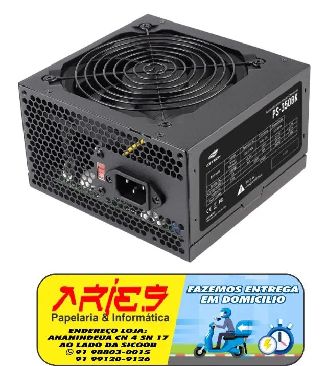FONTE 350W REAL BIVOLT COM CONECTOR 6+2 PINOS PRA VGA C3TECH PS-350BK