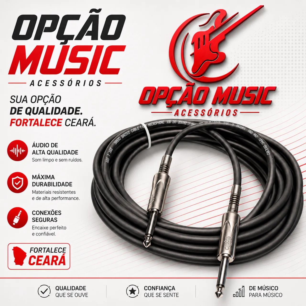 Cabo p10 de 5m pra instrumento 