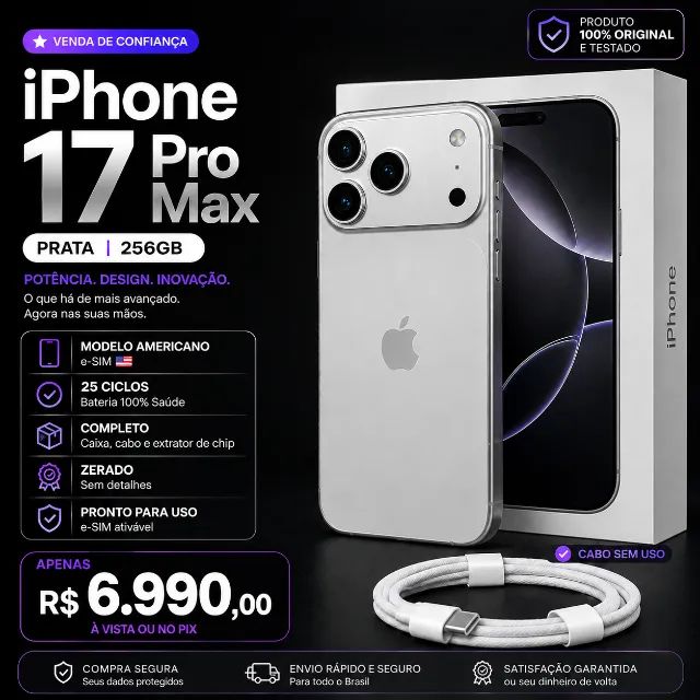  IPhone 17 Pro Max Prata 256Gb 