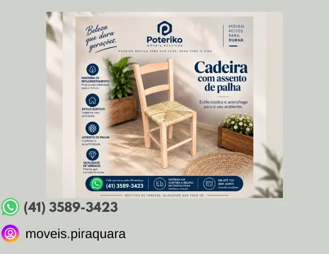 Cadeira Assento de Palha
